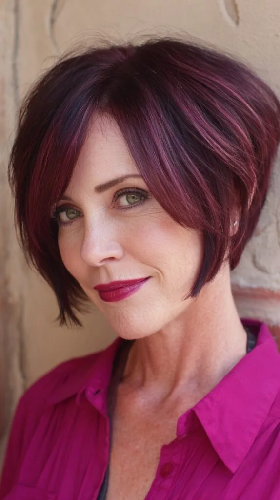 Bold Cherry Red Layered Bob with Subtle Highlights