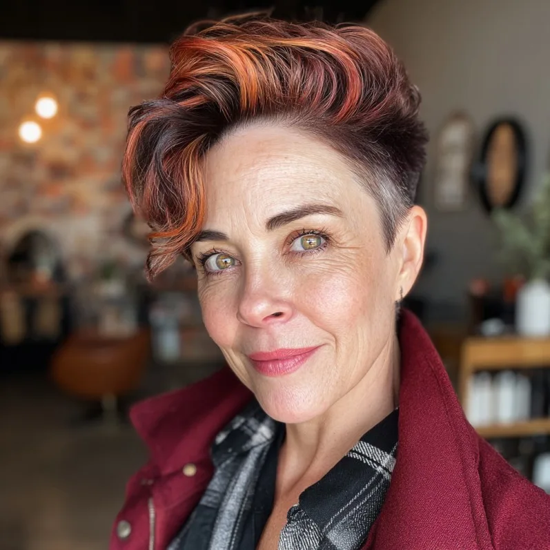 Bold Textured Pixie Cut with Vibrant Highlights