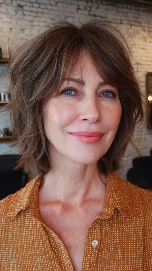 Charming Chestnut Shag with Soft Fringe