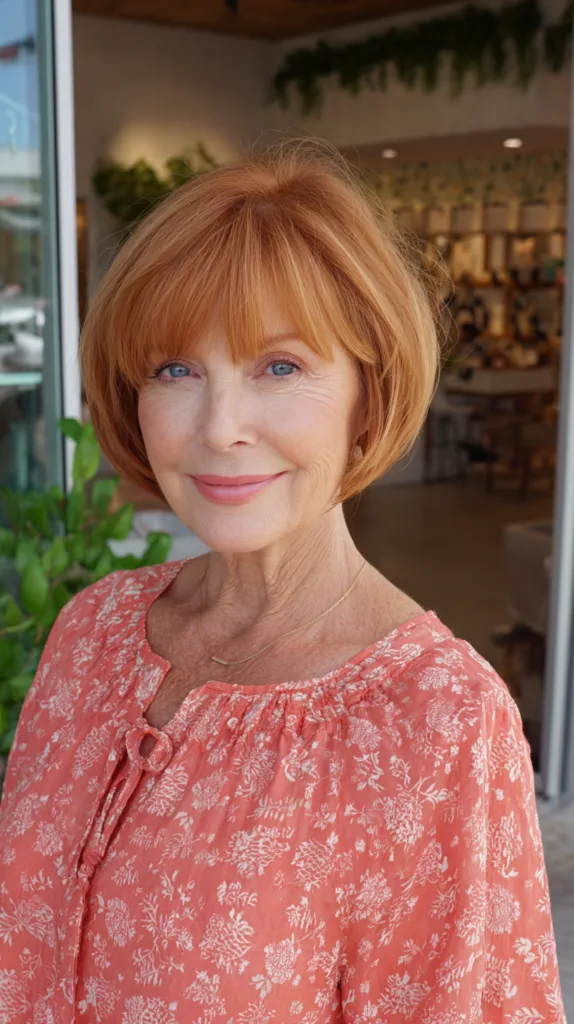 Charming Copper Short Bob with Soft Bangs