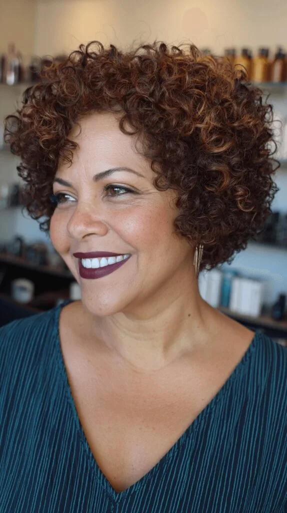 Charming Curly Bob with Lively Highlights