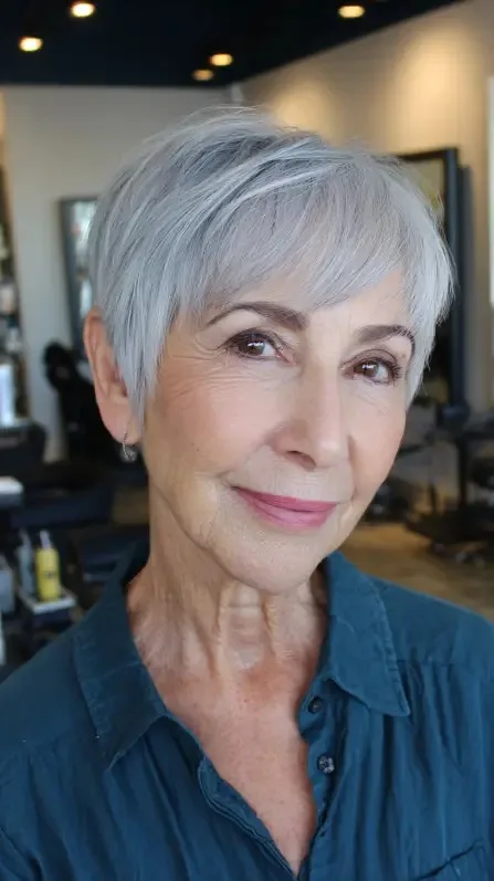Charming Textured Silver Pixie Cut