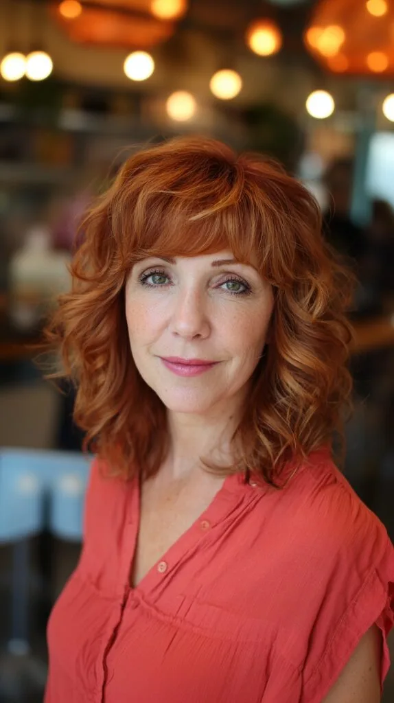 Charming Vintage-Inspired Red Curly Cut with Soft Layers