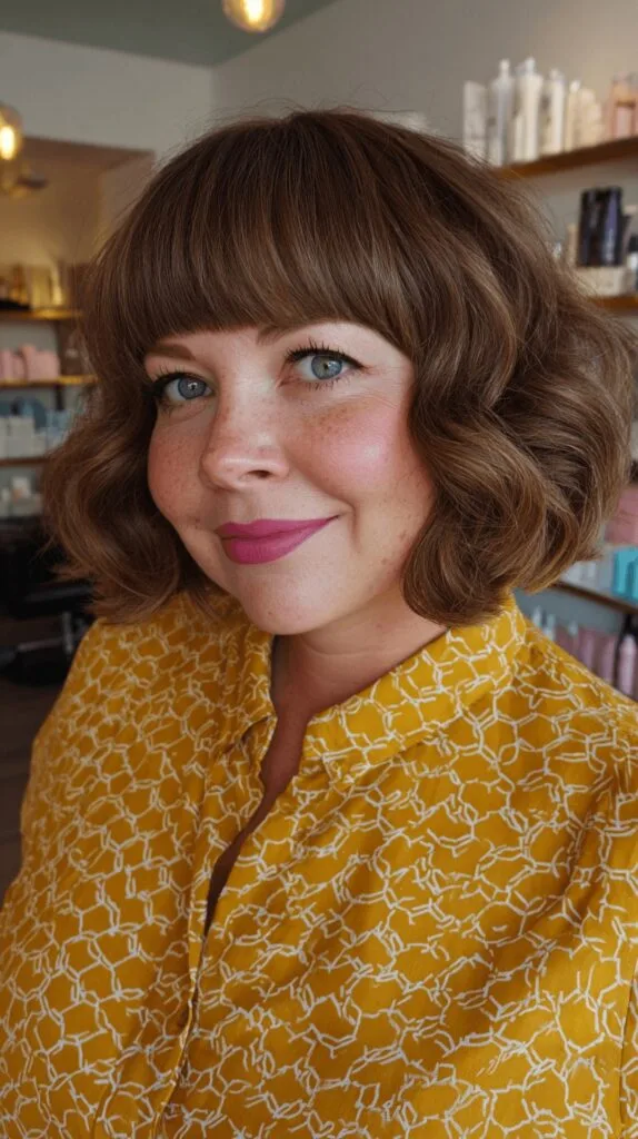 Charming Vintage-Inspired Textured Bob with Soft Bangs
