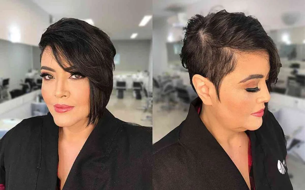 Chic Asymmetrical Lob with Side-Swept Bangs for Women 50 and Above