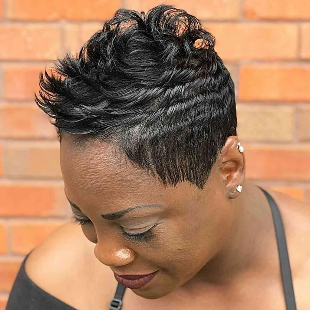 Chic Black Super Short Choppy Pixie Hairstyle for Women over 50