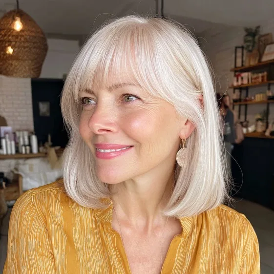 Chic Blunt Bob with Soft Bangs