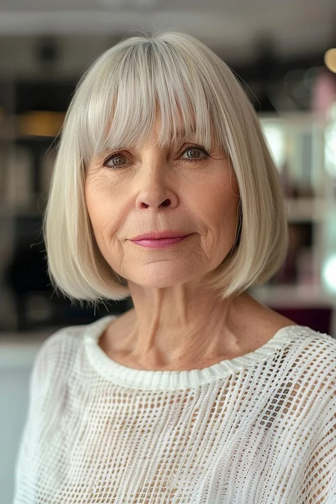 Chic Bob with Bangs for Women in Their 60s