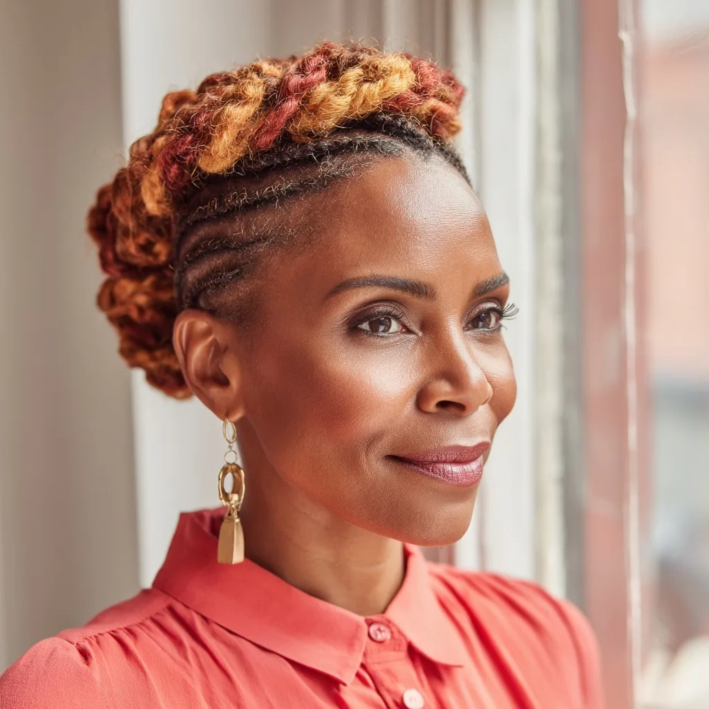 Chic Braided Updo with Colorful Twists