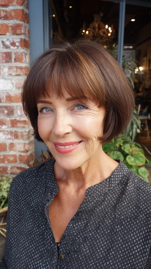 Chic Brown Bob with Soft Bangs