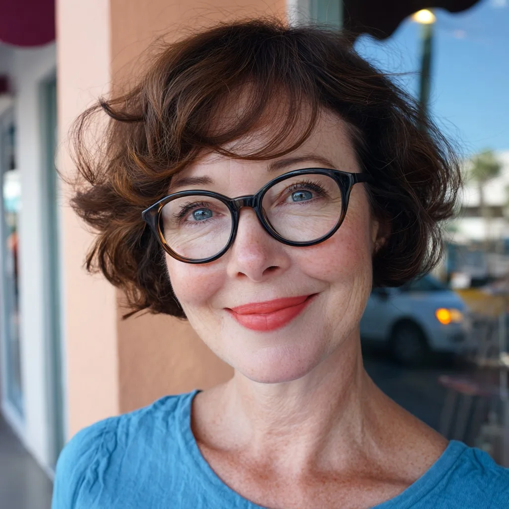 Chic Curly Bob with Soft Bangs
