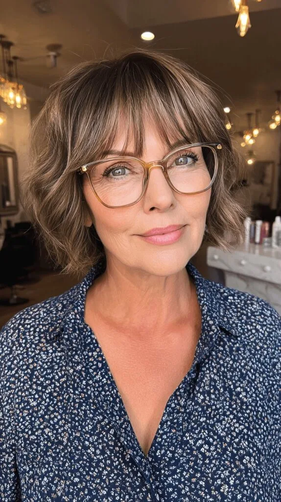 Chic Feathered Bob with Soft Body and Bangs