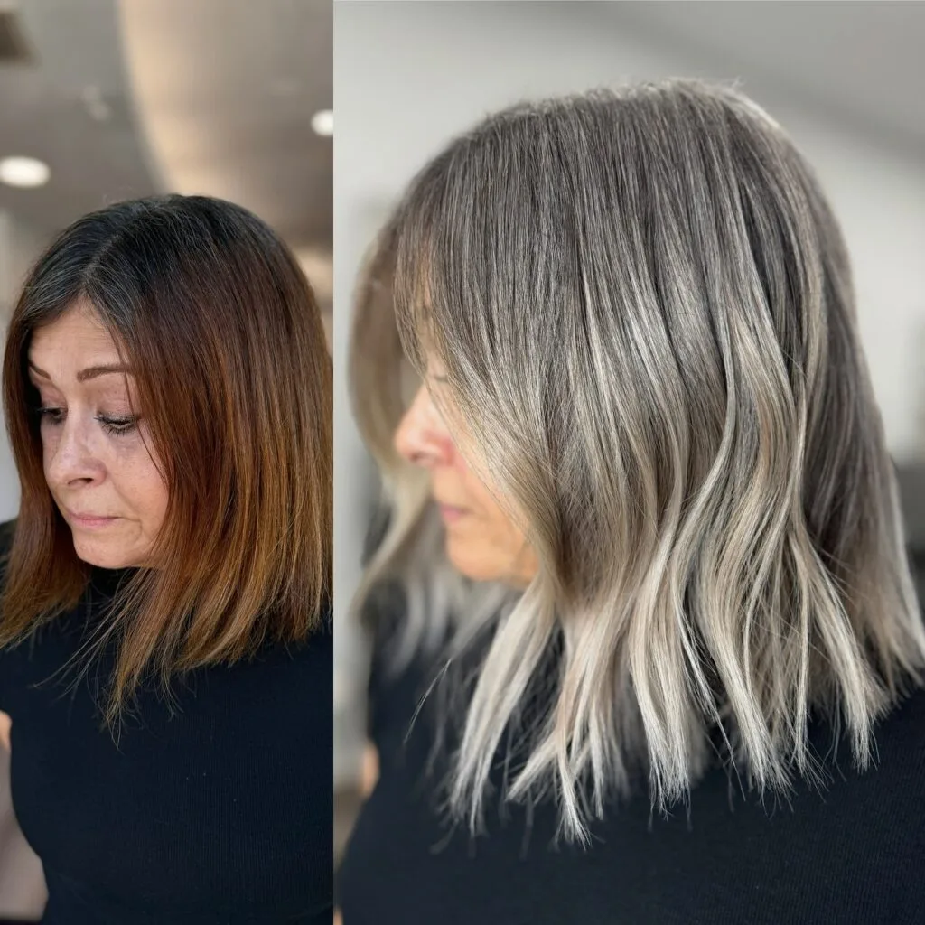Chic Gray and Blonde Blended Waves
