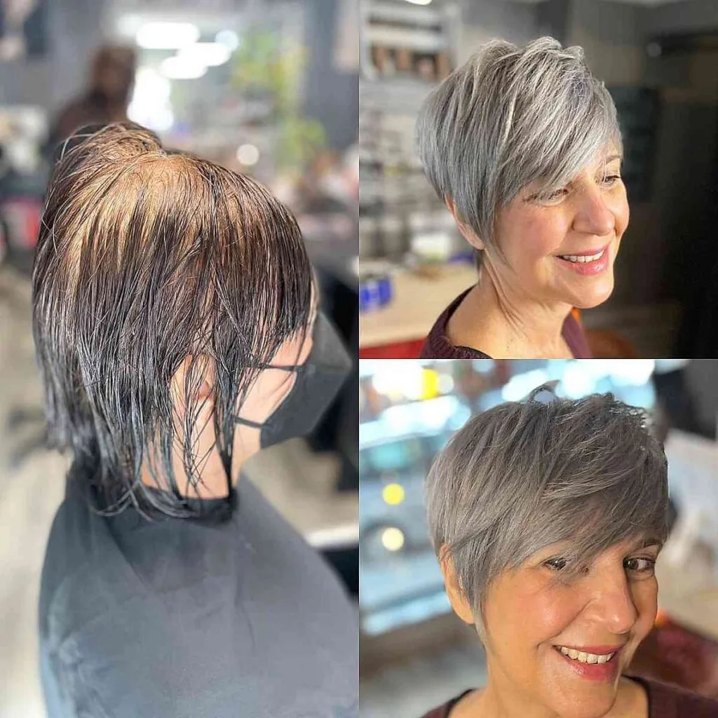 Chic inverted pixie cut for women over 50 with fine hair