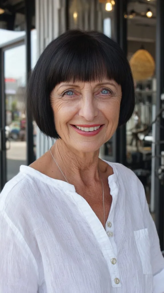 Chic Jet Black Bob with Precision Bangs