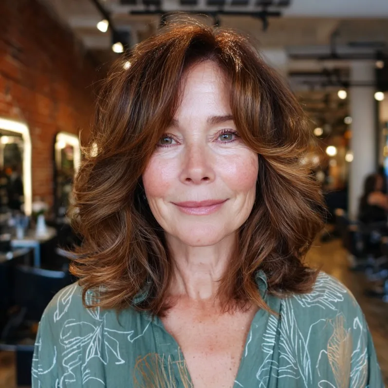 Chic Layered Lob with Curtain Bangs