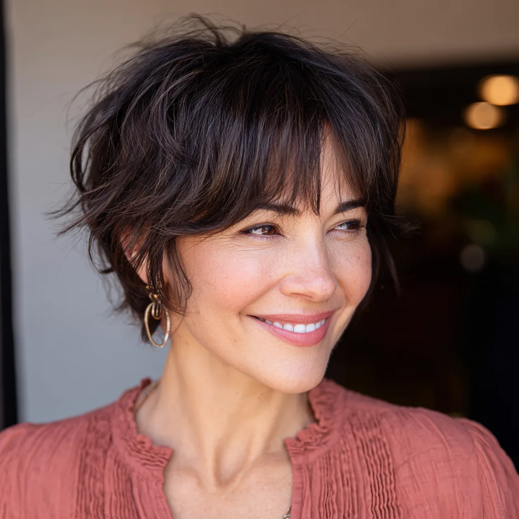 Chic Layered Pixie Cut with Soft Bangs