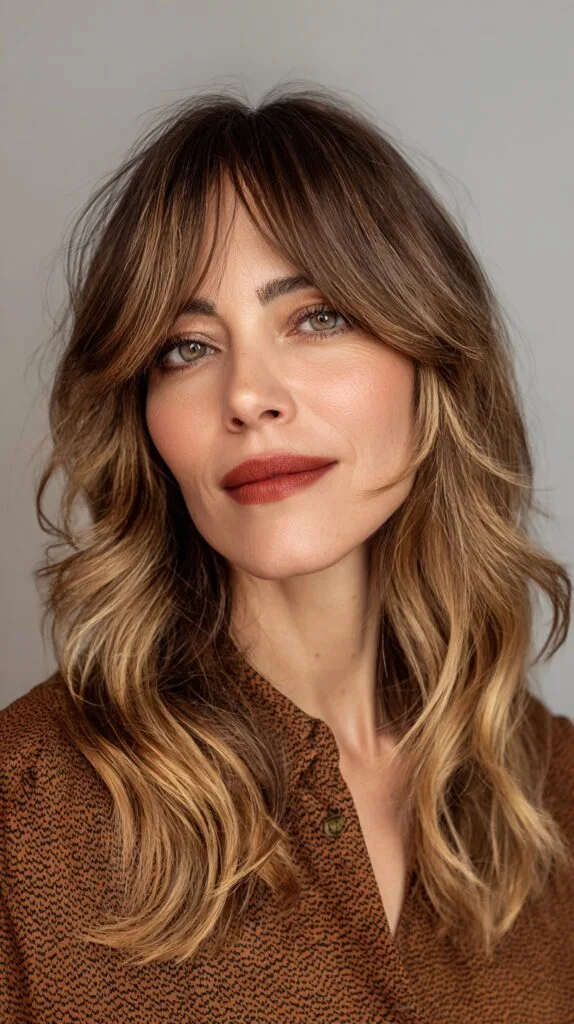 Chic Long Layers with Soft Bangs