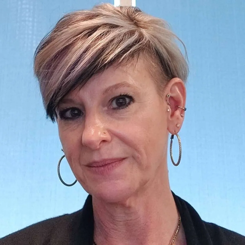 Chic long undercut pixie for women over 50
