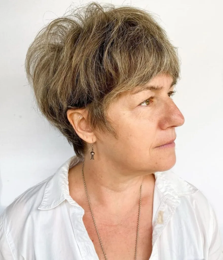 Chic messy pixie bob for women over 50
