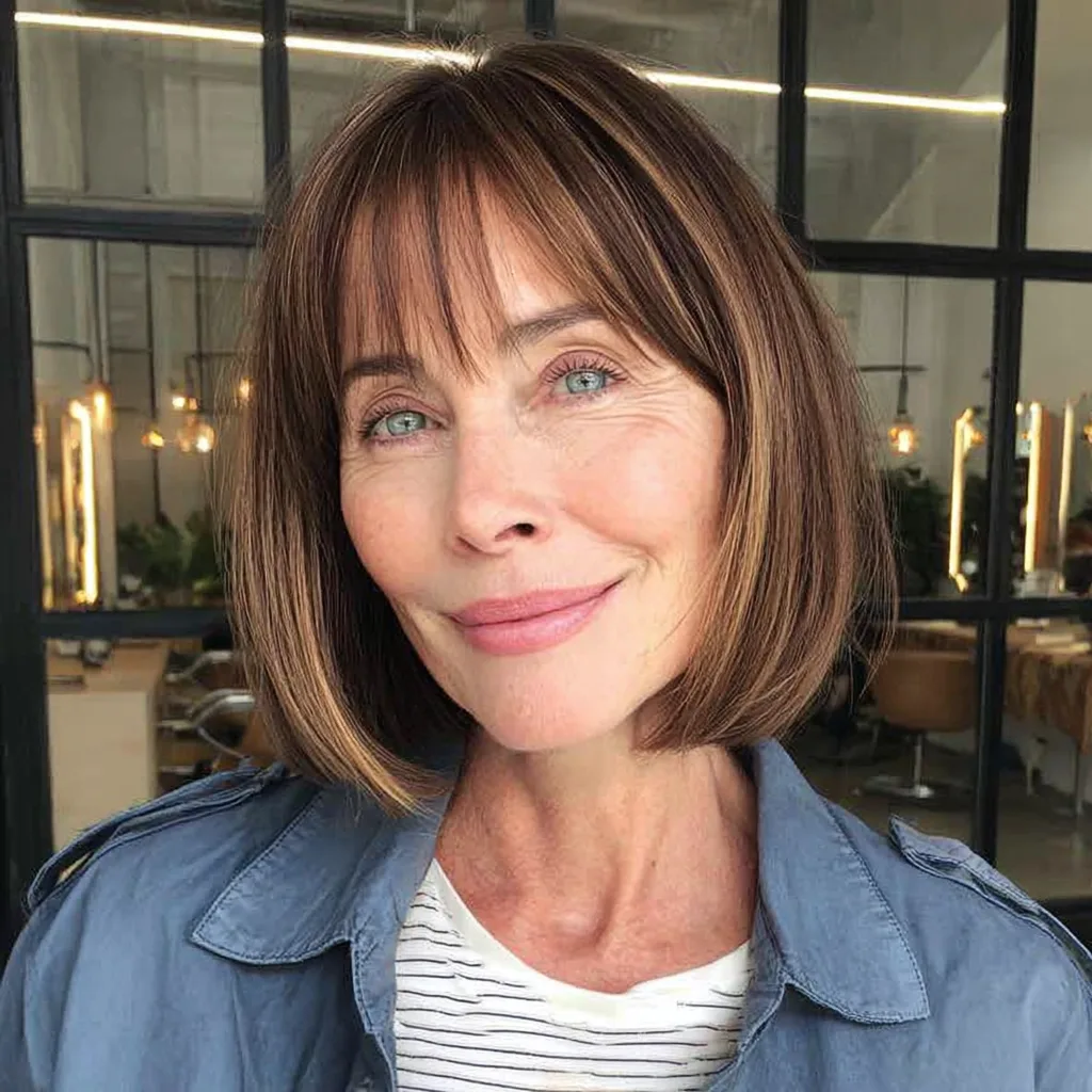 Chic One-Length Bob with Soft Bangs