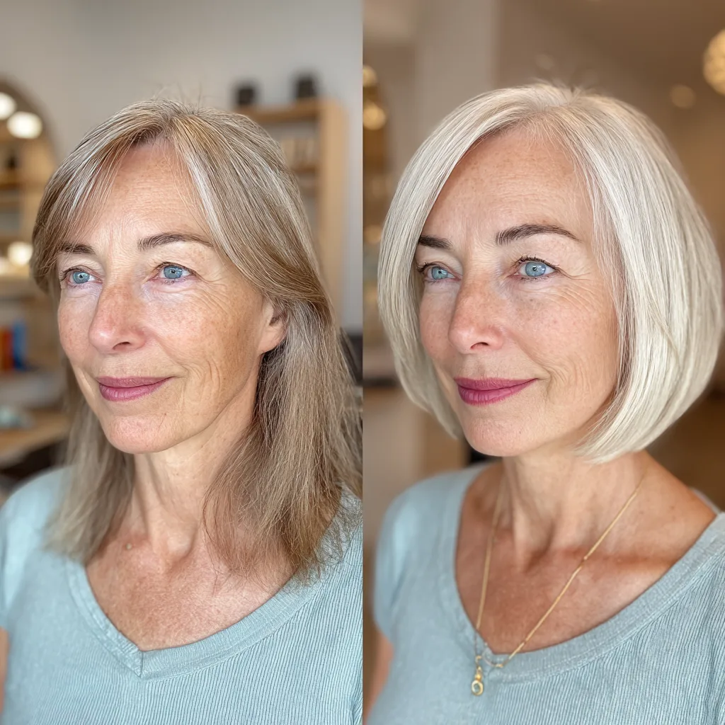 Chic One-Length Silver Bob with Soft Movement