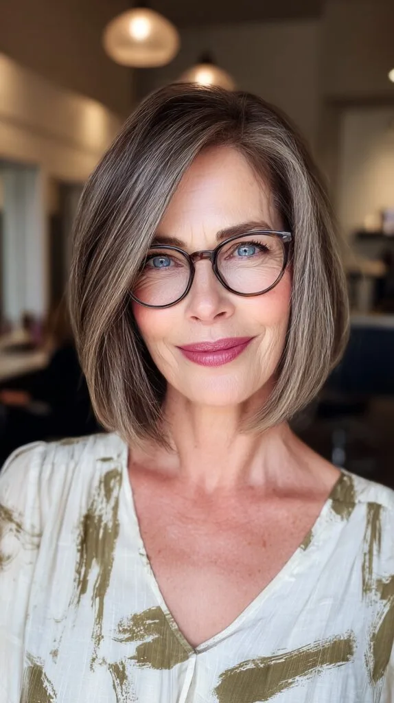 Chic Salt-and-Pepper Layered Bob