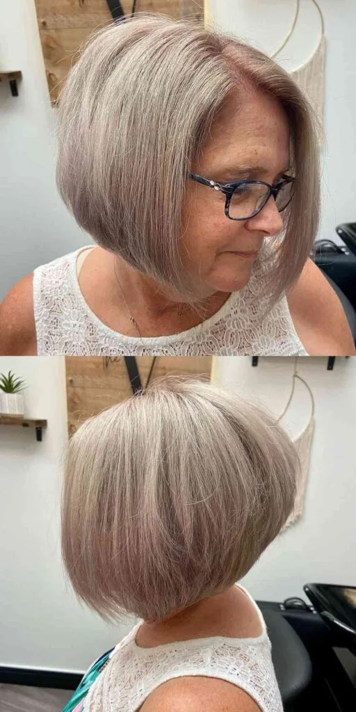 Chic Short Stacked Bob for Women Over 60 with Glasses