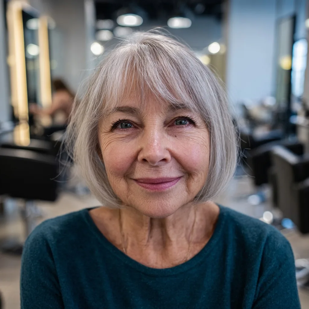 Chic Silver Bob with Subtle Texture