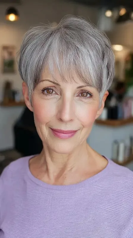 Chic Silver Pixie Cut with Soft Layers