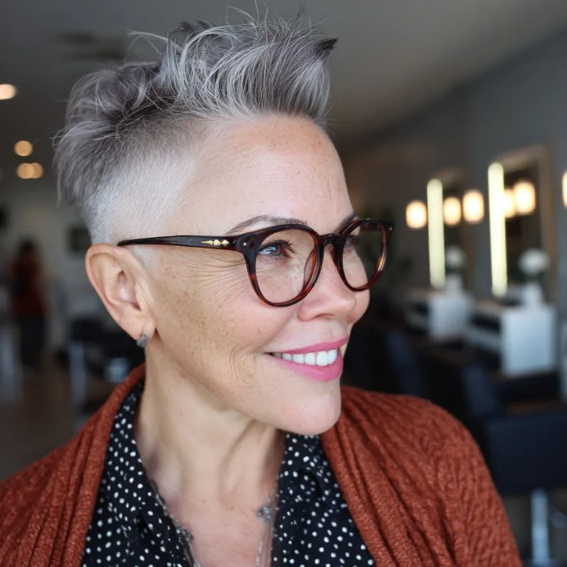 Chic Silver Undercut Pixie with Textured Top