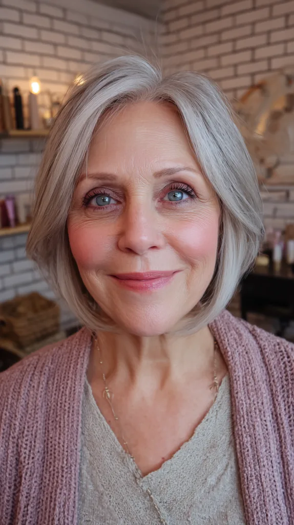 Chic Soft Silver Bob with Subtle Layers