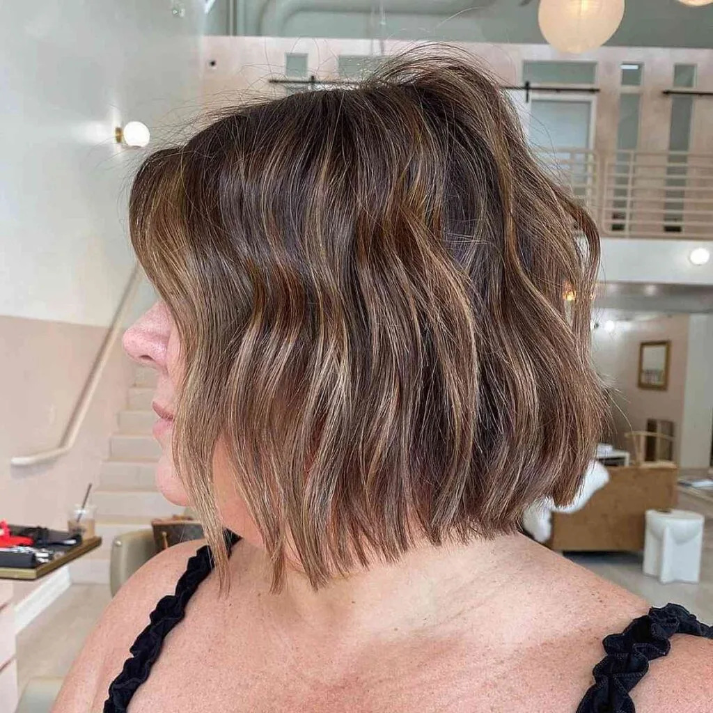 Chic Textured Blunt Cut for Overweight Ladies Past 40