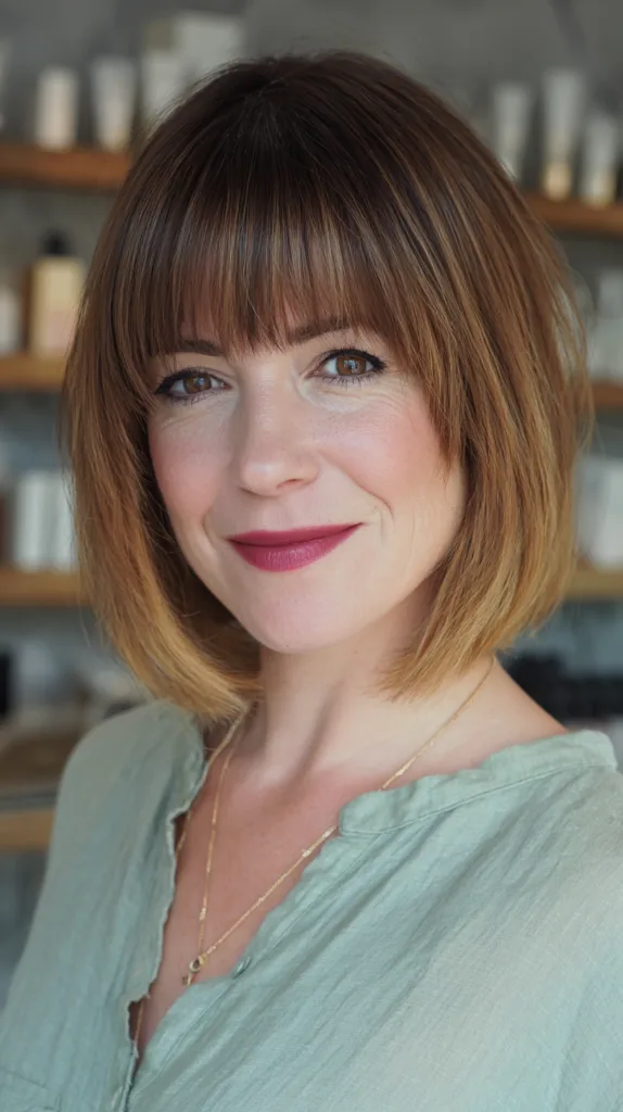 Chic Textured Bob with Bold Bangs