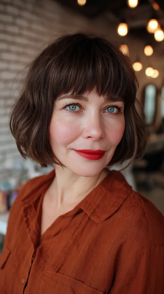 Chic Textured Bob with Playful Bangs