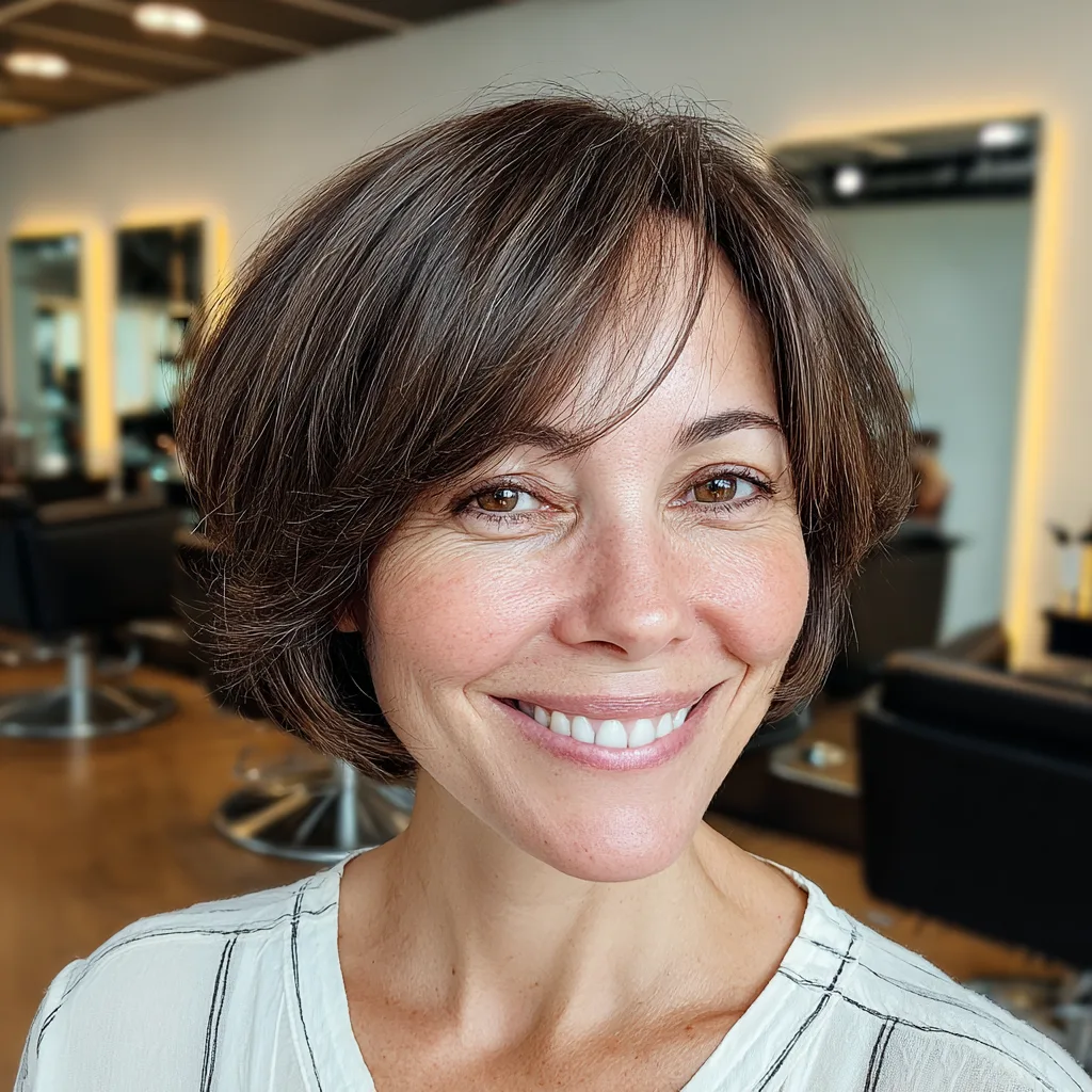 Chic Textured Bob with Playful Side-Swept Bangs