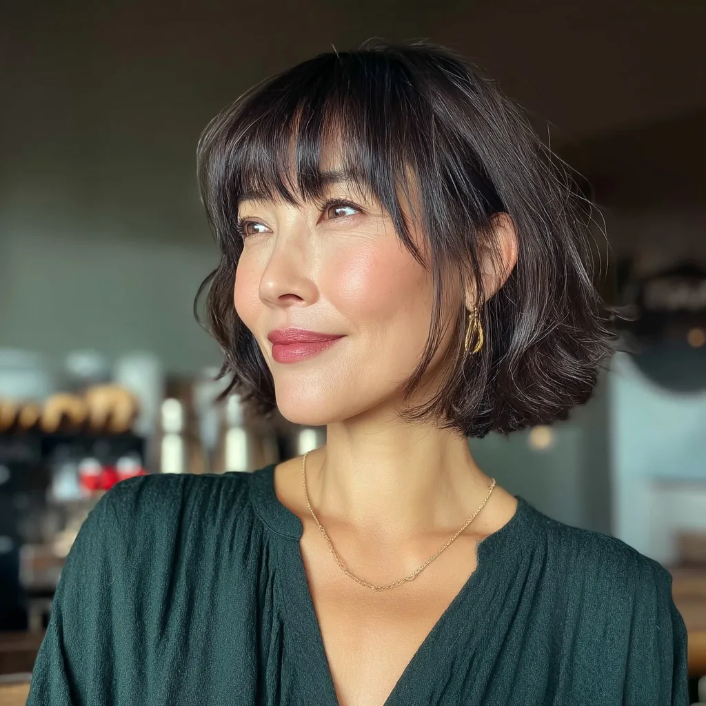 Chic Textured Bob with Soft Bangs