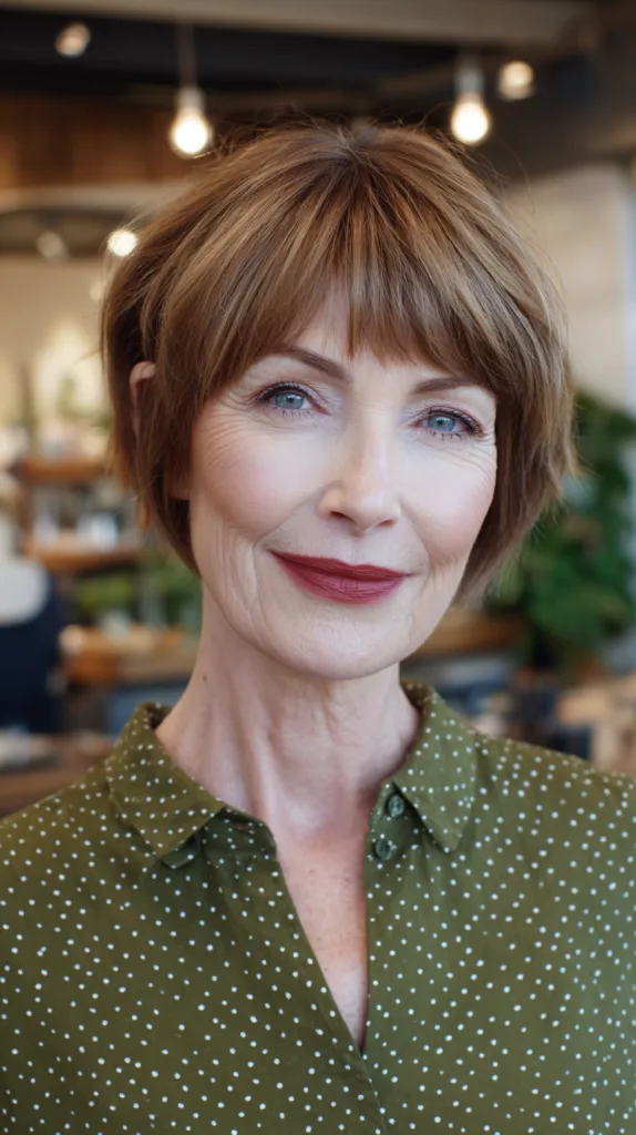 Chic Textured Bob with Soft Blunt Bangs