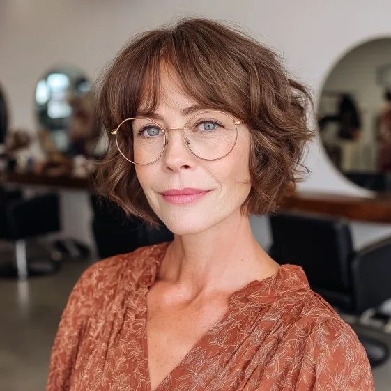 Chic Textured Bob with Soft Curls
