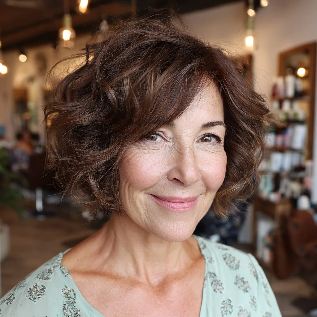 Chic Textured Bob with Soft Curls