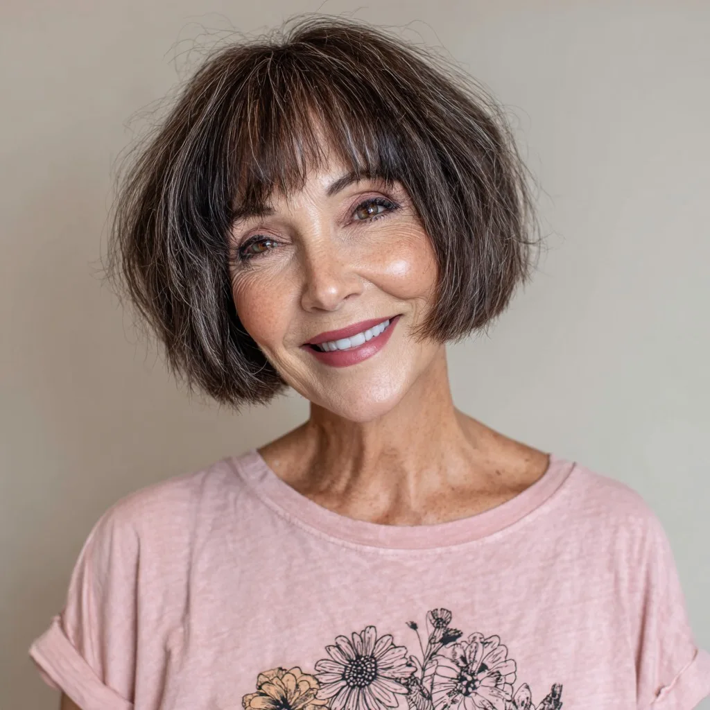 Chic Textured Bob with Subtle Bangs