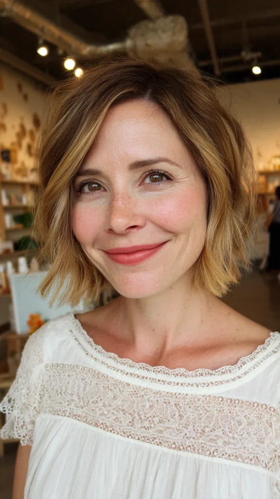 Chic Textured Bob with Subtle Highlights