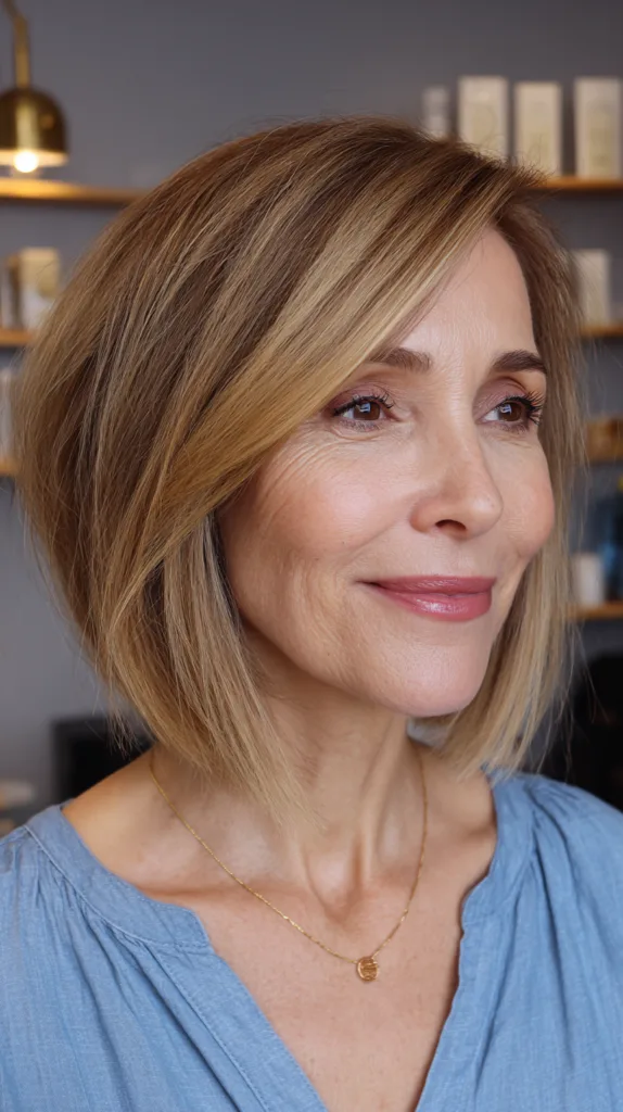 Chic Textured Bob with Warm Honey Highlights