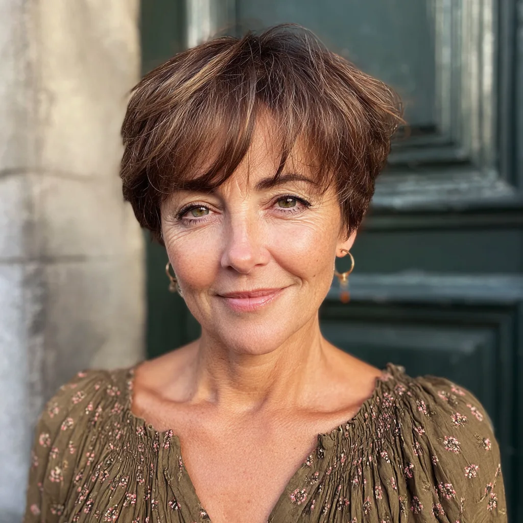Chic Textured Pixie with Subtle Long Bangs