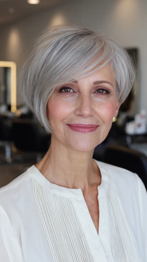 Chic Textured Silver Bob with Soft Layers