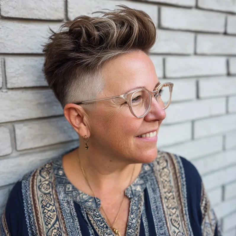 Chic Textured Undercut Pixie with Voluminous Top