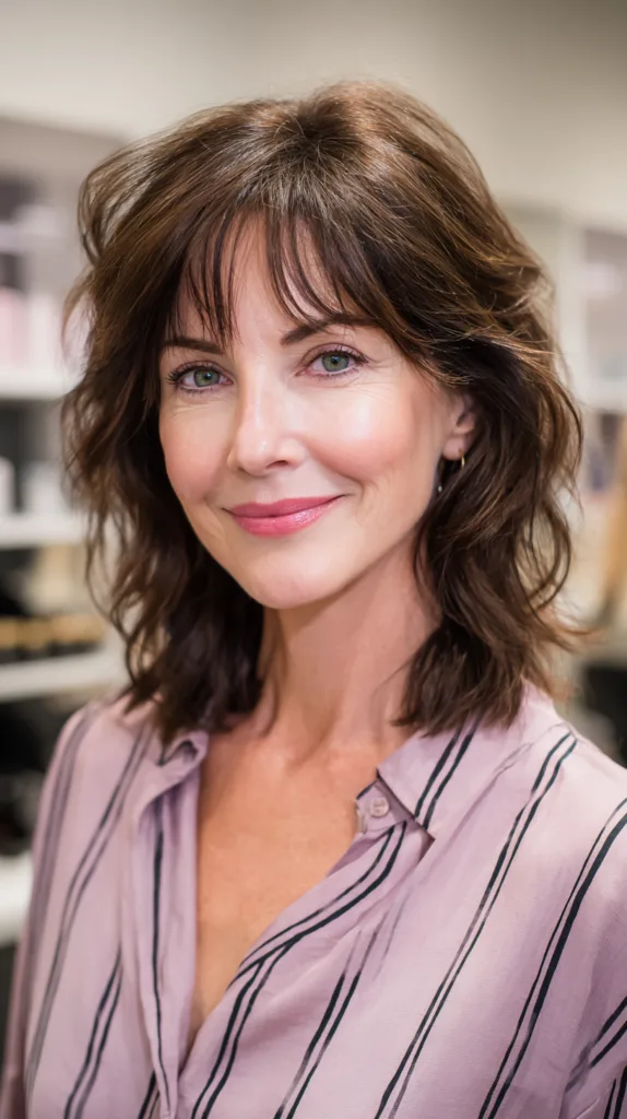 Chic Textured Waves with Curtain Bangs