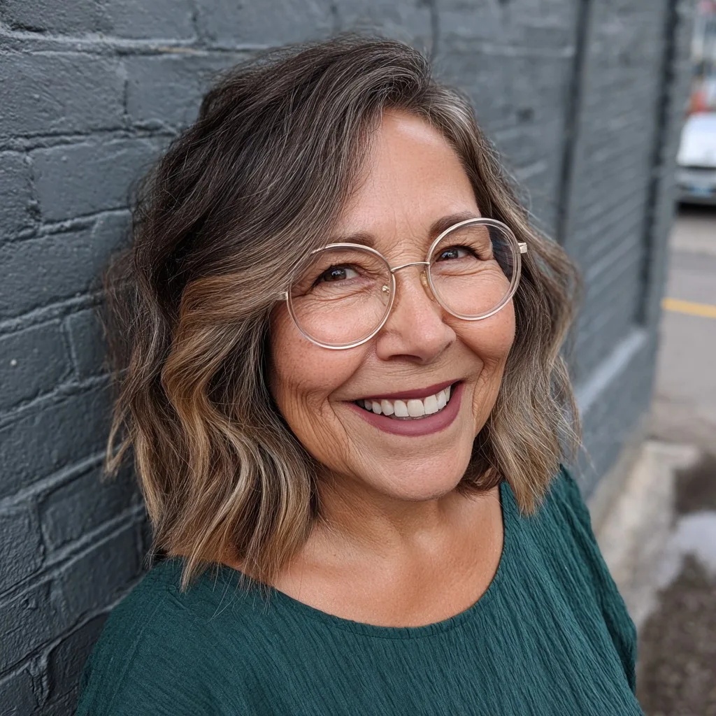 Chic Textured Waves with Warm Balayage