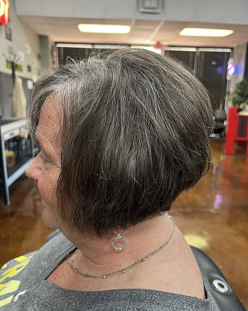 Chin-Length Stacked Bob Embracing the Gray Transition