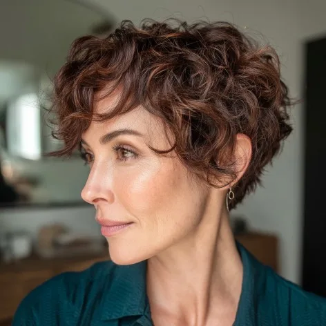 Choppy Curly Pixie Cut with Soft Volume